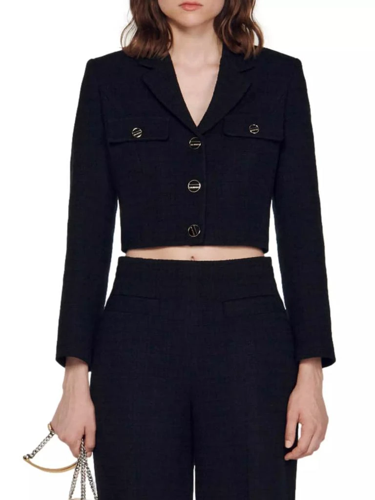 Cropped Tweed Button-Up Jacket 商品