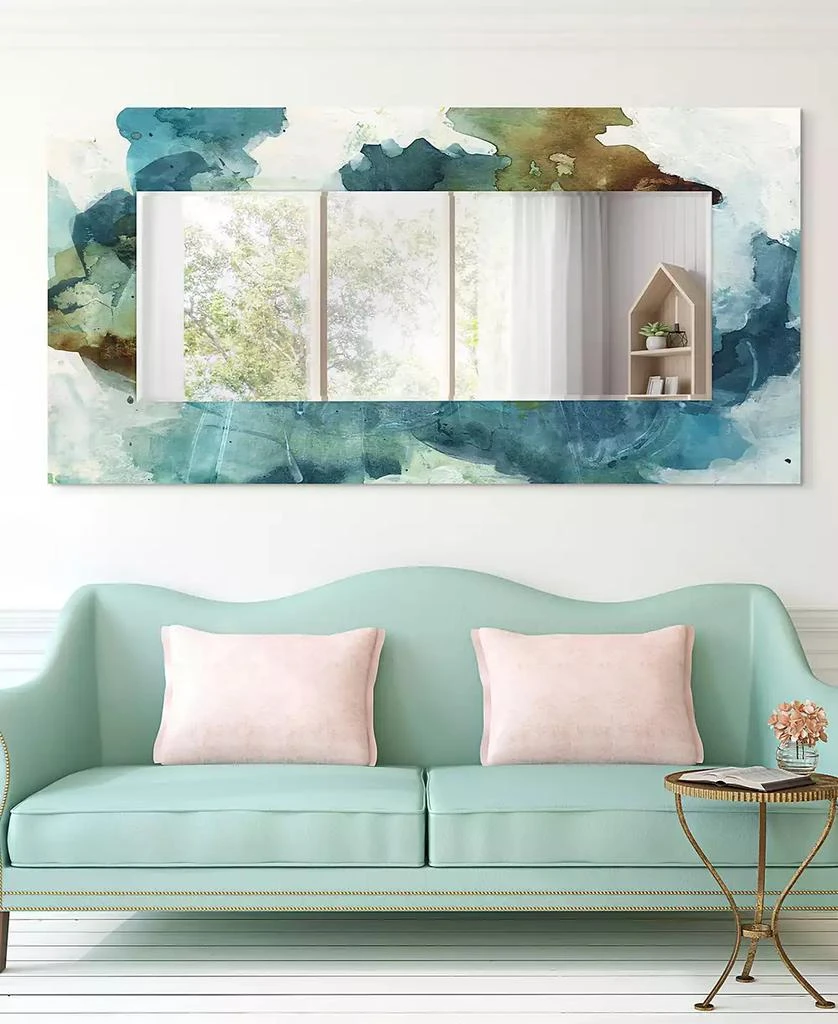 "Blue Sky" Rectangular Beveled Mirror on Free Floating Printed Tempered Art Glass, 72" x 36" x 0.4" 商品