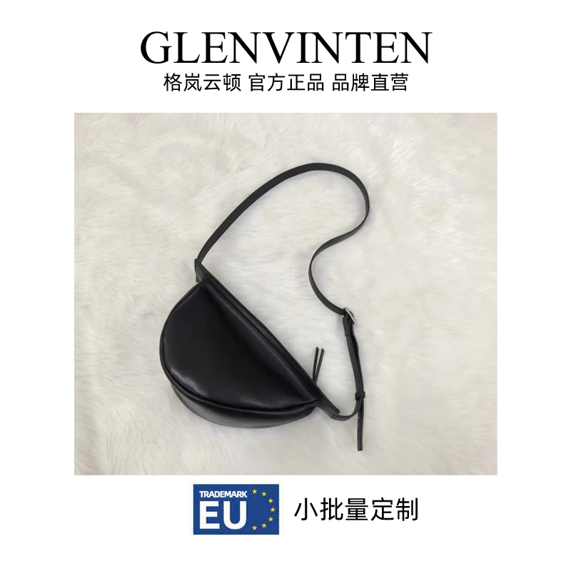 商品[国内直发] GLENVINTEN|2023新款香蕉包Banana Bag复古斜挎包进口牛皮休闲单肩马鞍包,价格¥932,第1张图片