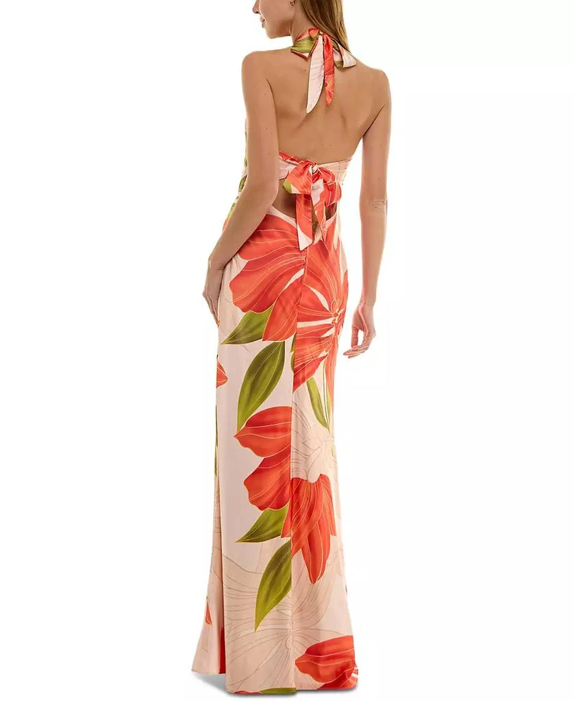 商品SENI & CADE|Juniors' Printed Halter-Neck Satin Long Dress,价格¥660,第2张图片详细描述
