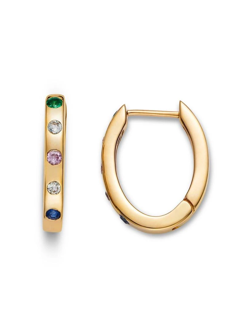 14K Yellow Gold Multi Gemstone Huggie Hoop Earrings - Exclusive 商品