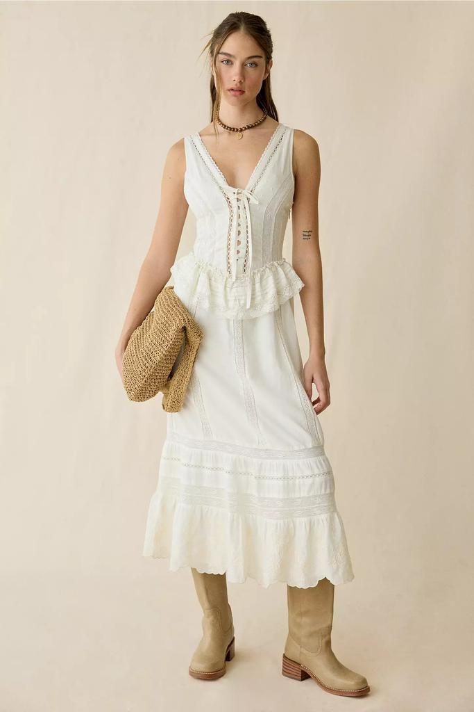 Urban Outfitters UO Perfectly Victorian Lace Trim Corset Midi Dress -  Dresses & Skirts - Free Shipping - BeyondStyle