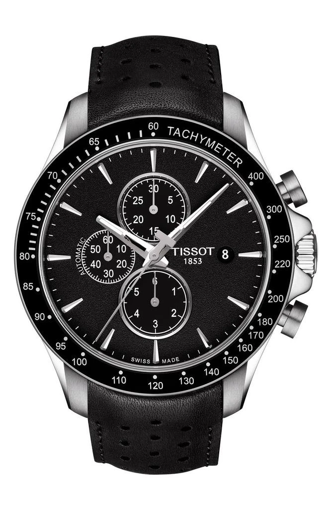 商品Tissot|Men's V8 Automatic Chronograph Leather Strap Watch, 45mm,价格¥4003,第1张图片