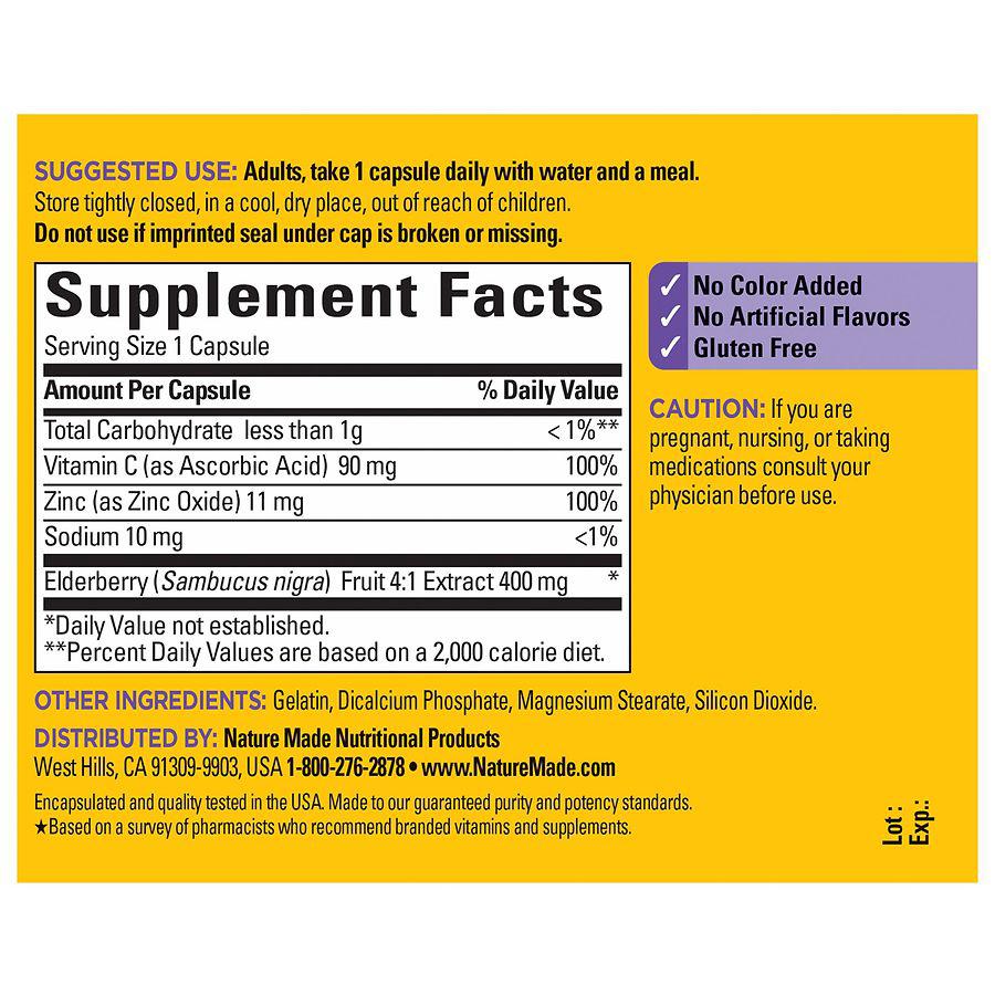 Elderberry 400 mg Extract with Vitamin C and Zinc Capsules商品第4张图片规格展示