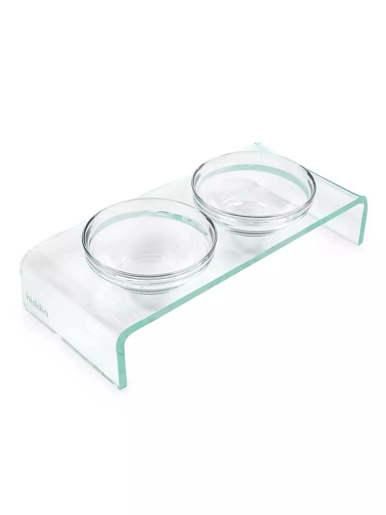 商品Hiddin|Small Acrylic Glass-Effect Double Bowl Pet Feeder,价格¥749,第1张图片