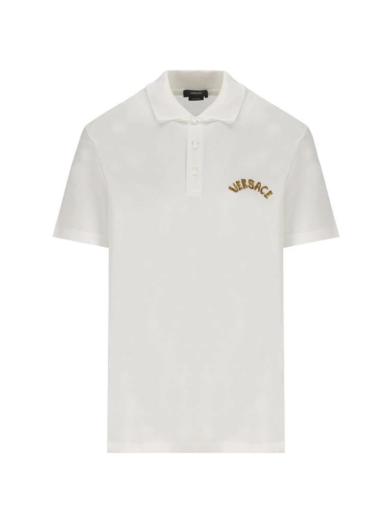 商品Versace|Versace Seashell Baroque-Logo Embroidered Short-Sleeved Polo Shirt,价格¥1950,第1张图片
