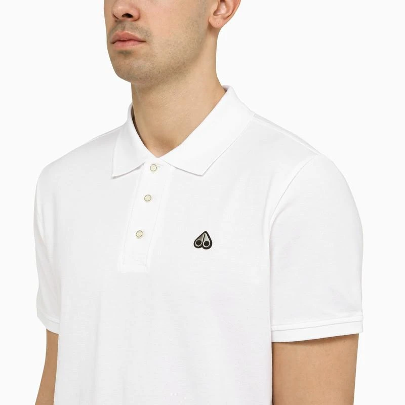 商品Moose Knuckles|Classic white cotton polo shirt with logo,价格¥790,第4张图片详细描述