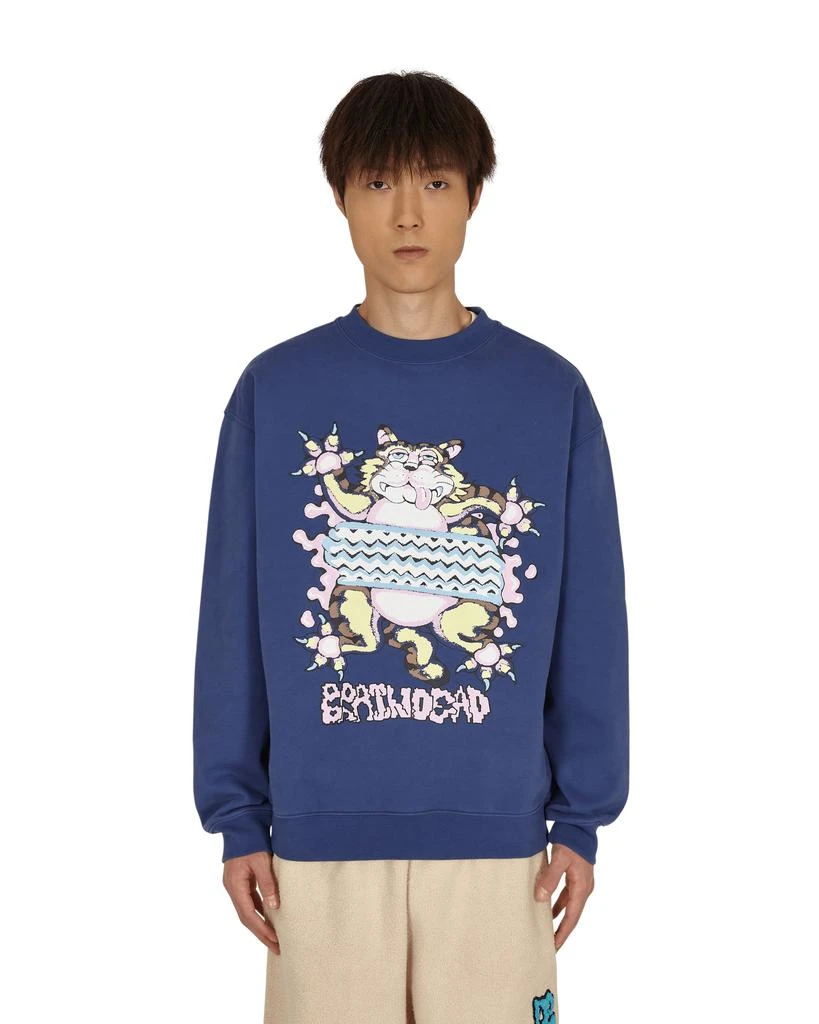 商品Brain Dead|Relaxed Cat Crewneck Sweatshirt Blue,价格¥541,第1张图片