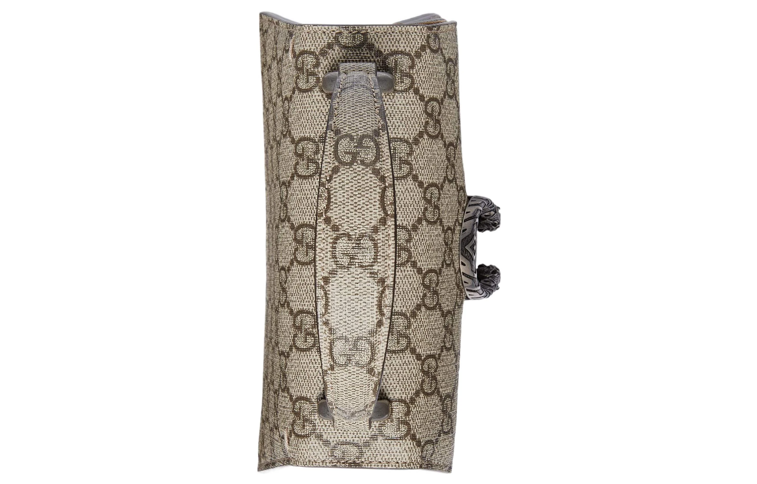 商品[国内直发] Gucci|古驰 老花Logo磁性纽扣虎头封口 帆布 单肩斜挎手提包 迷你 女款 米色和乌木色,价格¥12394,第8张图片详细描述