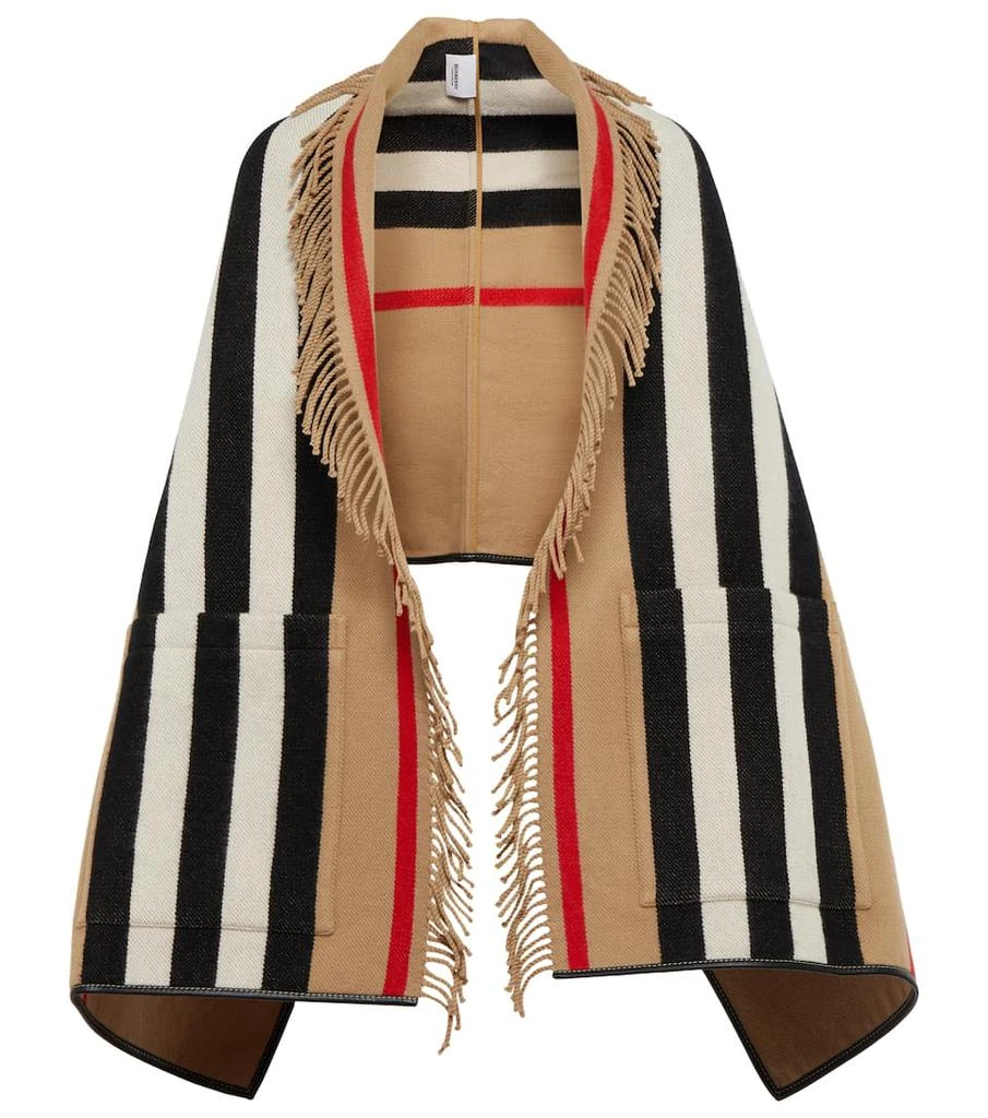 商品Burberry|Icon Stripe羊毛混纺披肩,价格¥11422,第1张图片