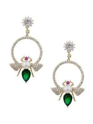 商品Eye Candy LA|Luxe Glam Bee 12.5MM Man Made Pearl Drop Earrings,价格¥314,第1张图片