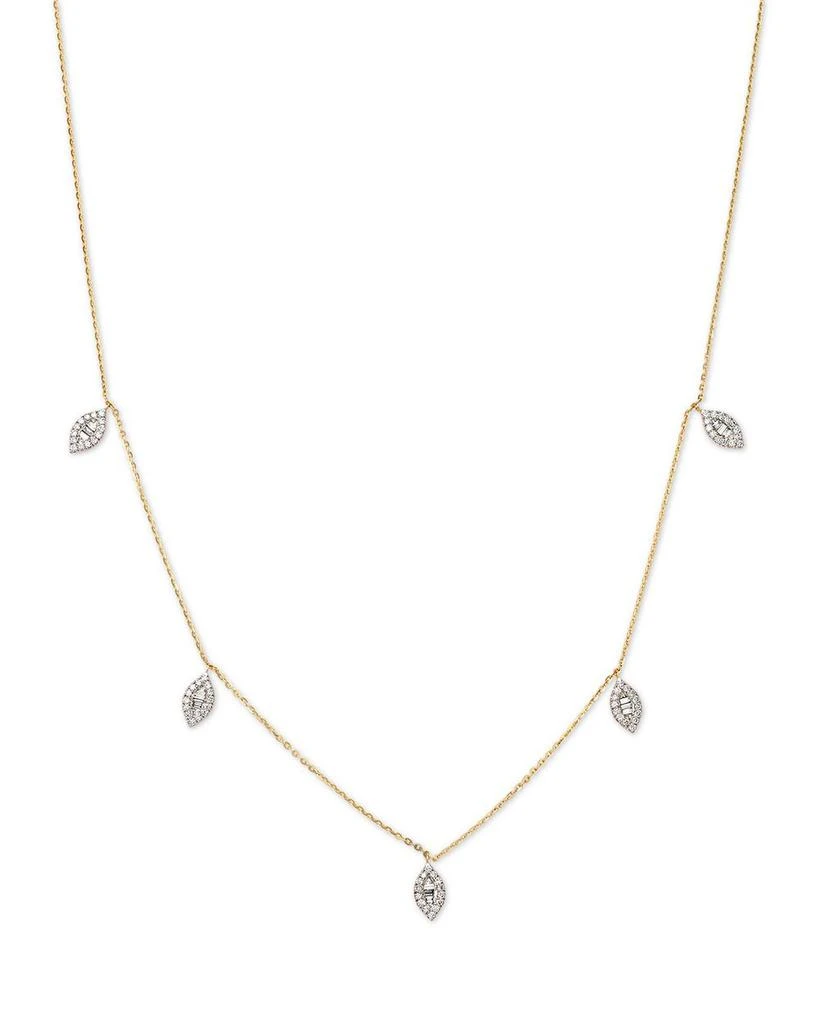 商品Bloomingdale's Fine Collection|Bloomingdale's Fine Jewelry Diamond Baguette & Round Cluster Droplet Collar Necklace in 14K Yellow Gold, 0.40 tcw,价格¥12702,第1张图片
