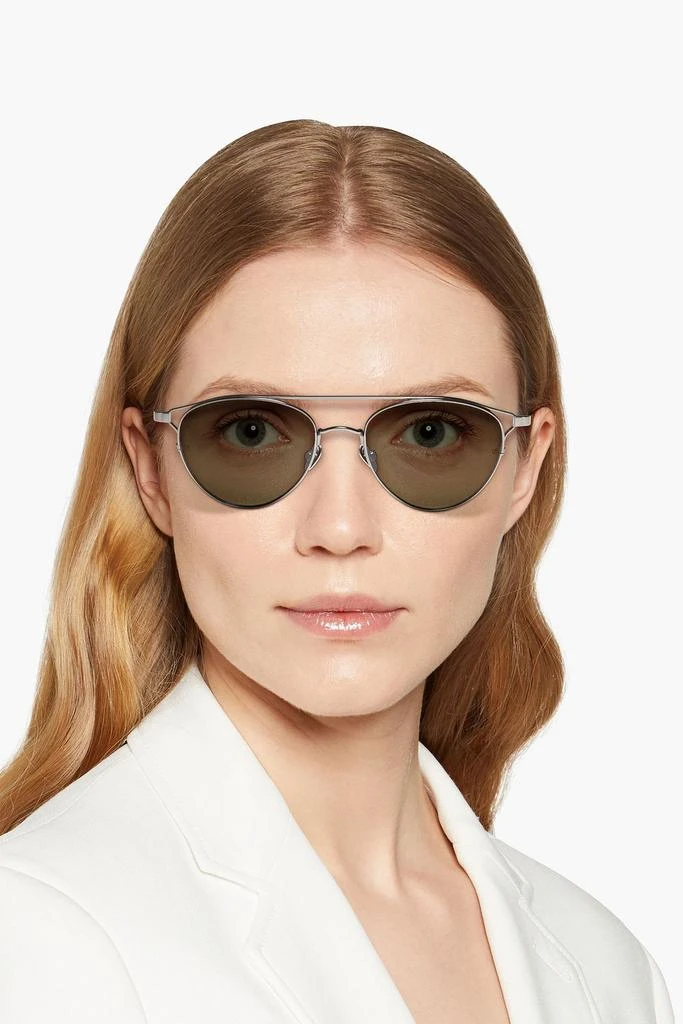 商品Linda Farrow|Aviator-style gunmetal-tone and titanium sunglasses,价格¥1689,第2张图片详细描述