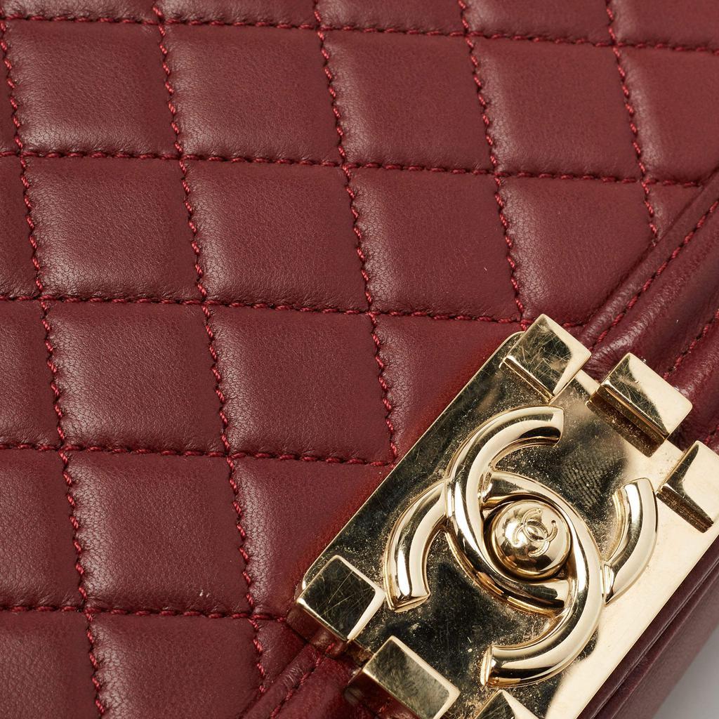 商品[二手商品] Chanel|Chanel Burgundy Quilted Leather New Medium Boy Flap Bag,价格¥24070,第7张图片详细描述