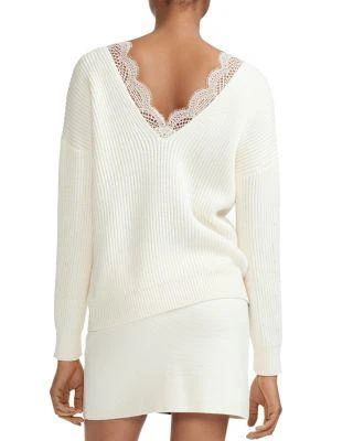 商品Maje|Matilde Lace-Trimmed V-Neck Sweater,价格¥1391,第2张图片详细描述
