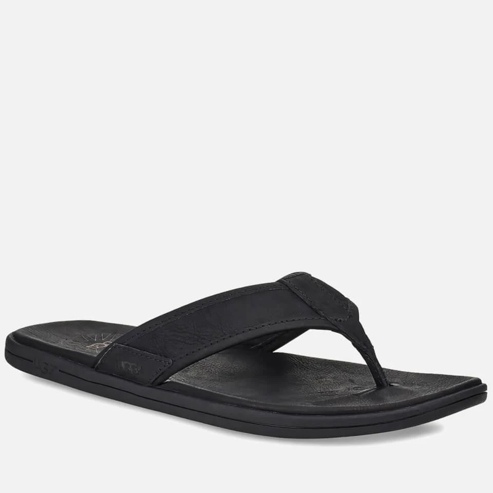 商品UGG|UGG MEN'S SEASIDE LEATHER FLIP FLOPS - BLACK,价格¥403,第2张图片详细描述