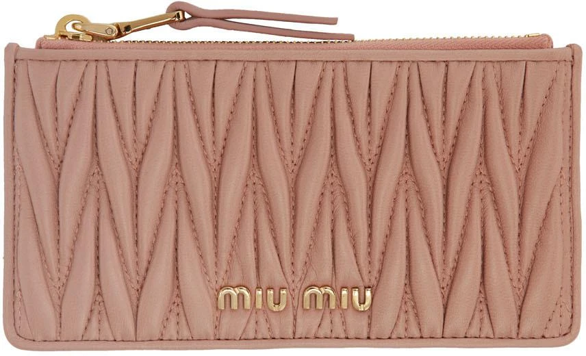 商品Miu Miu|Pink Matelassé Card Holder,价格¥2963,第1张图片