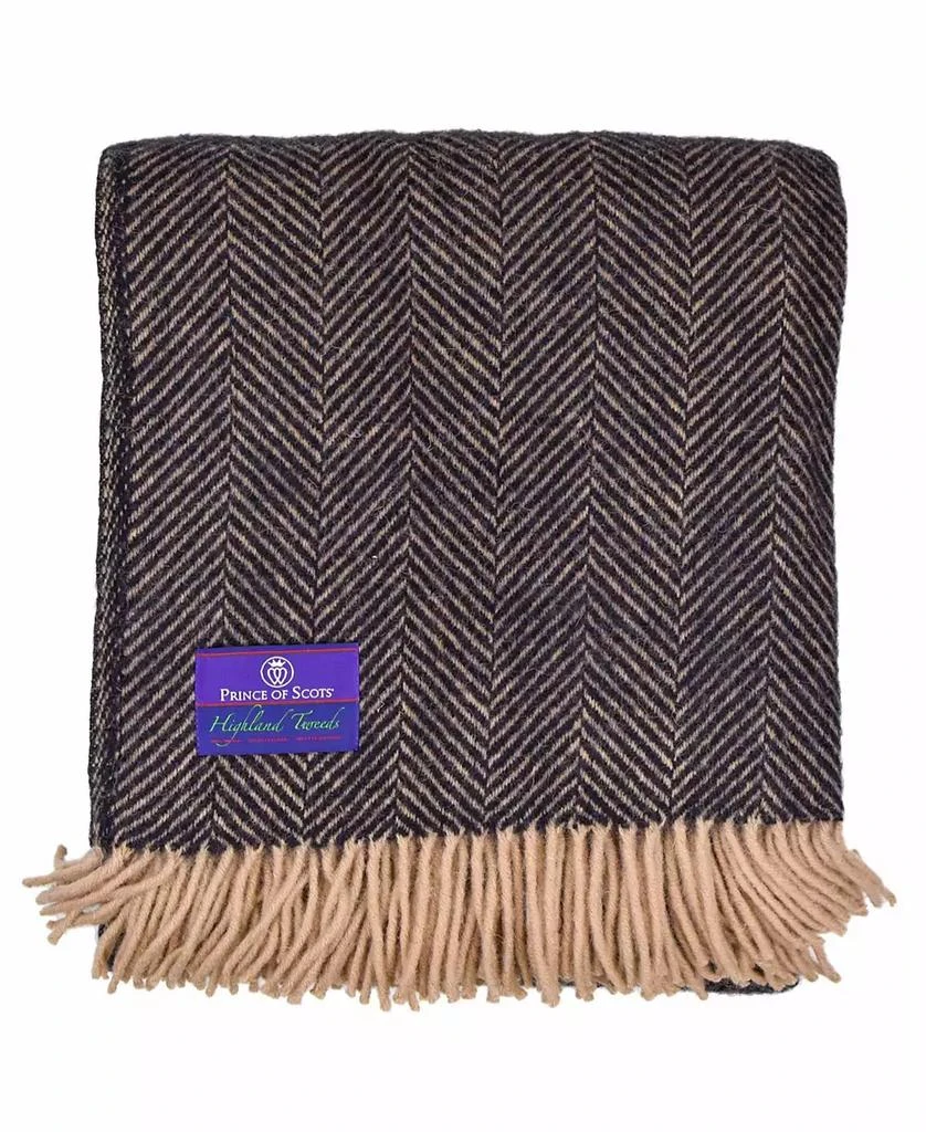 商品Prince of Scots|Highland Tweed Herringbone Pure Wool Oversized Throw, 59" x 72",价格¥955,第1张图片