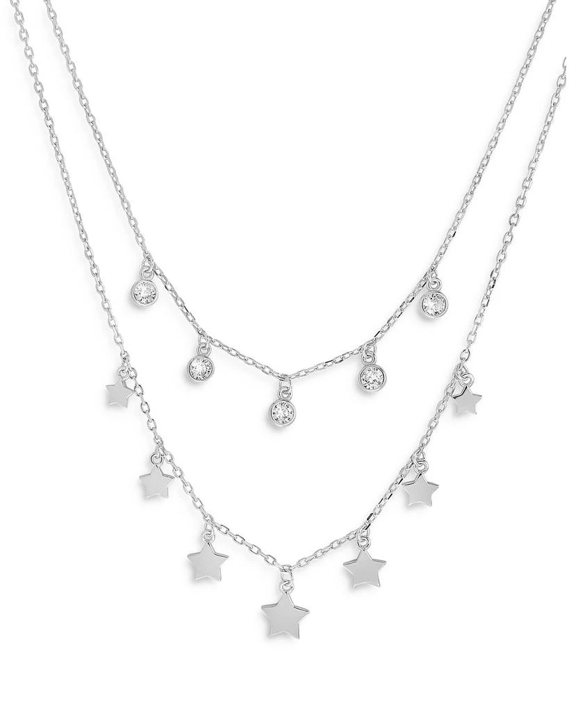 Double Layer Star and Stone Charm Chain Necklace, 16" 商品