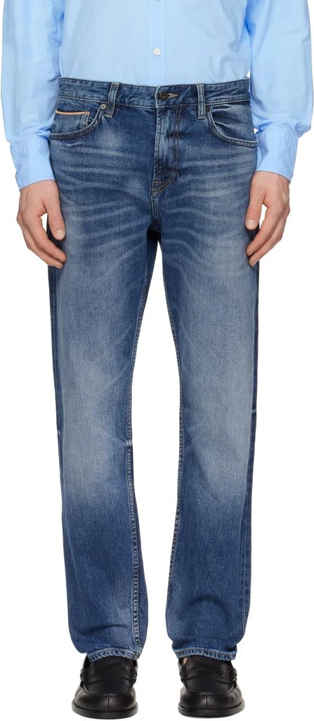 商品Hugo Boss|海军蓝 Maine Regular-Fit Selvedge Denim 牛仔裤,价格¥1854,第1张图片