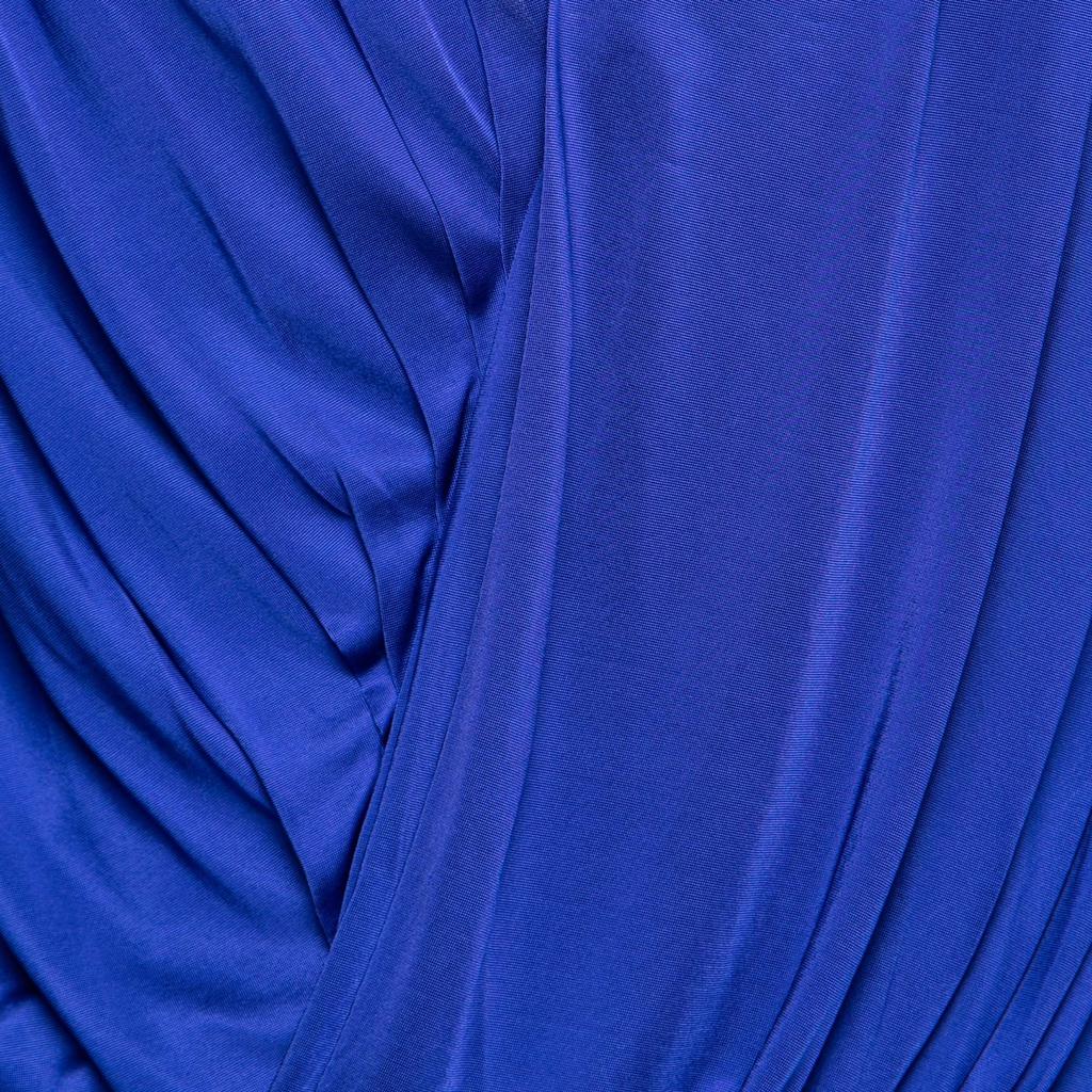 Emilio Pucci Blue Jersey Wrap Effect Pleated Blouse M商品第3张图片规格展示