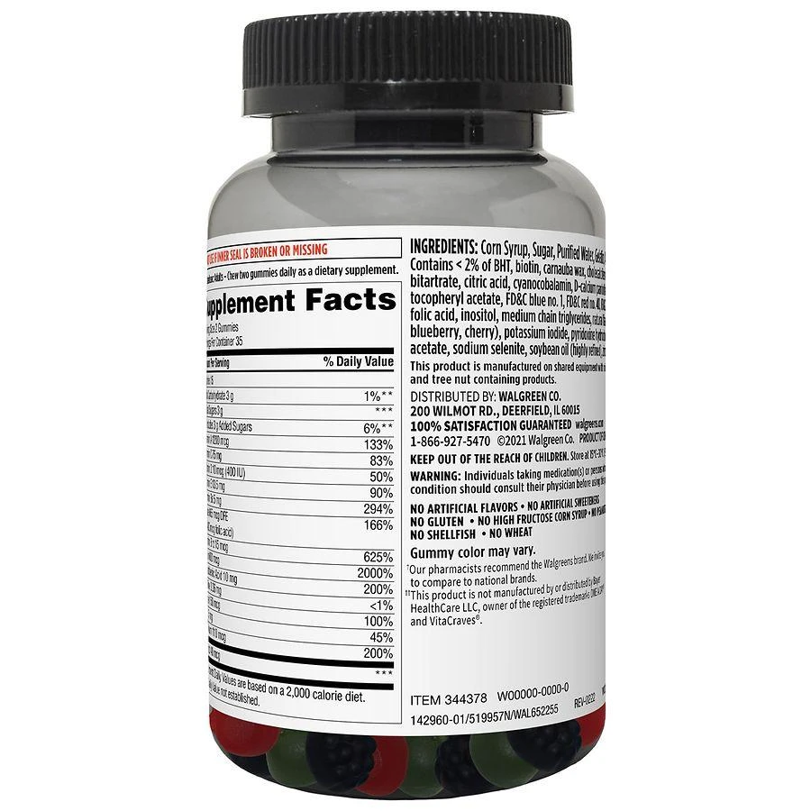 商品Walgreens|Men's Multivitamin Gummies (35 days) Assorted Natural Fruit,价格¥67,第2张图片详细描述