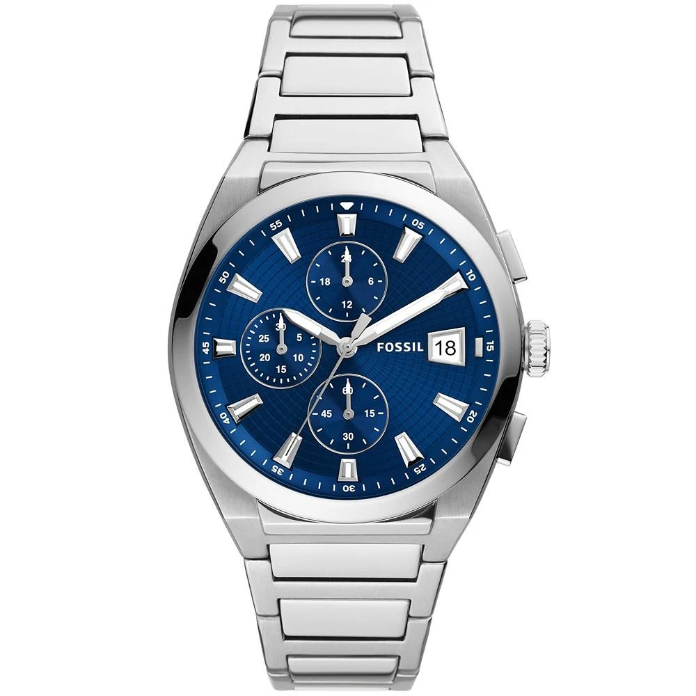 商品Fossil|Men's Everett chronograph movement, stainless steel bracelet watch 42mm,价格¥1094,第1张图片