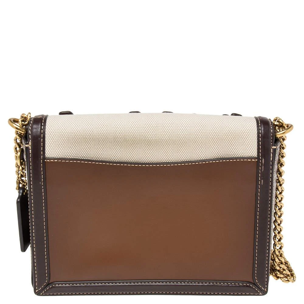 商品[二手商品] Coach|Coach Multicolor Leather And Canvas Hutton Flower Applique Shoulder Bag,价格¥1478,第4张图片详细描述