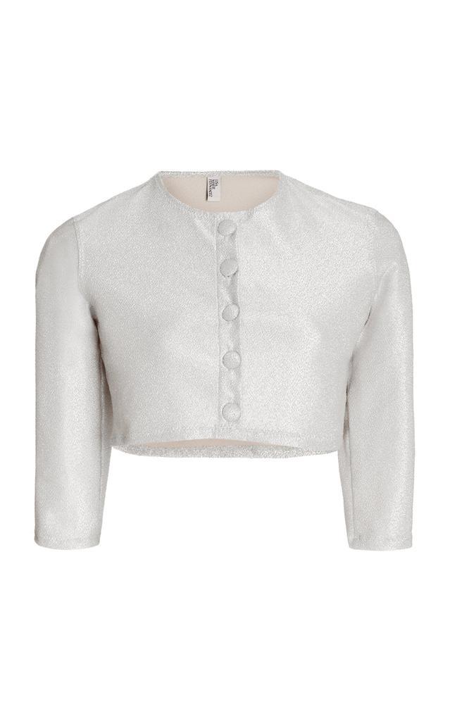 商品LISA MARIE FERNANDEZ|Lisa Marie Fernandez - Women's Metallic Jacquard Cardigan - Neutral - XS - Moda Operandi,价格¥995,第1张图片