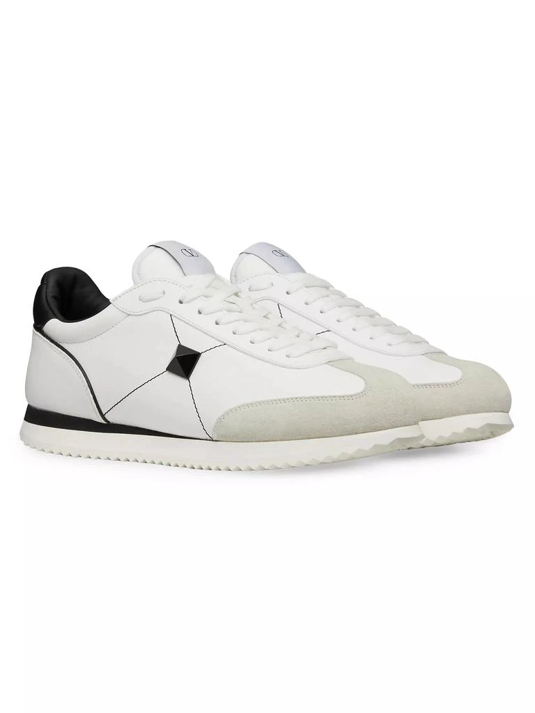 商品Valentino|Stud Around Low-Top Calfskin And Nappa Leather Sneakers,价格¥4053,第2张图片详细描述