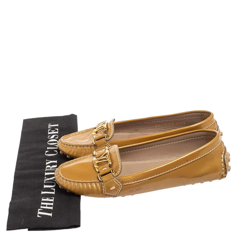 Louis Vuitton Olive Green Patent Leather Logo Loafers Size 36 商品
