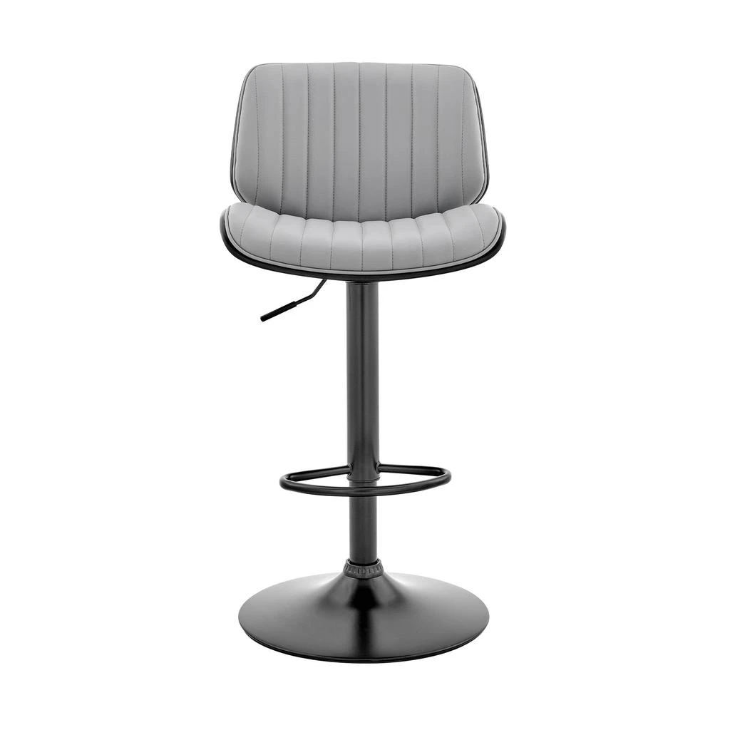 商品Homezia|24" Gray And Black Iron Swivel Adjustable Height Bar Chair,价格¥2364,第1张图片