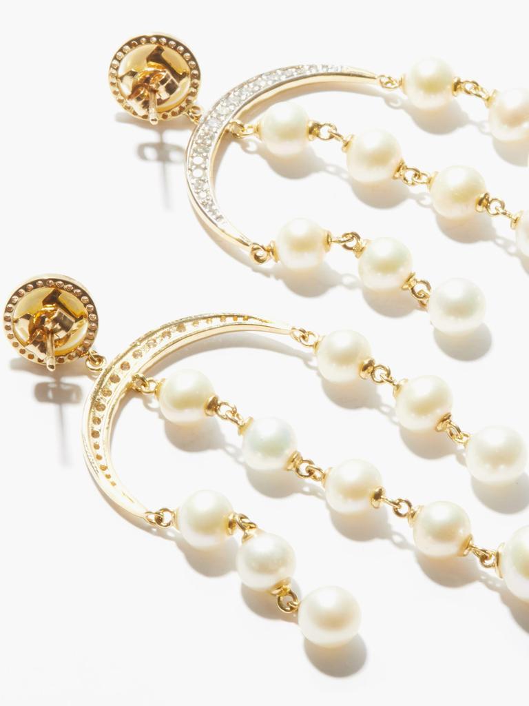 商品MATEO|Crescent Moon diamond, pearl & 14kt gold earrings,价格¥28828,第6张图片详细描述