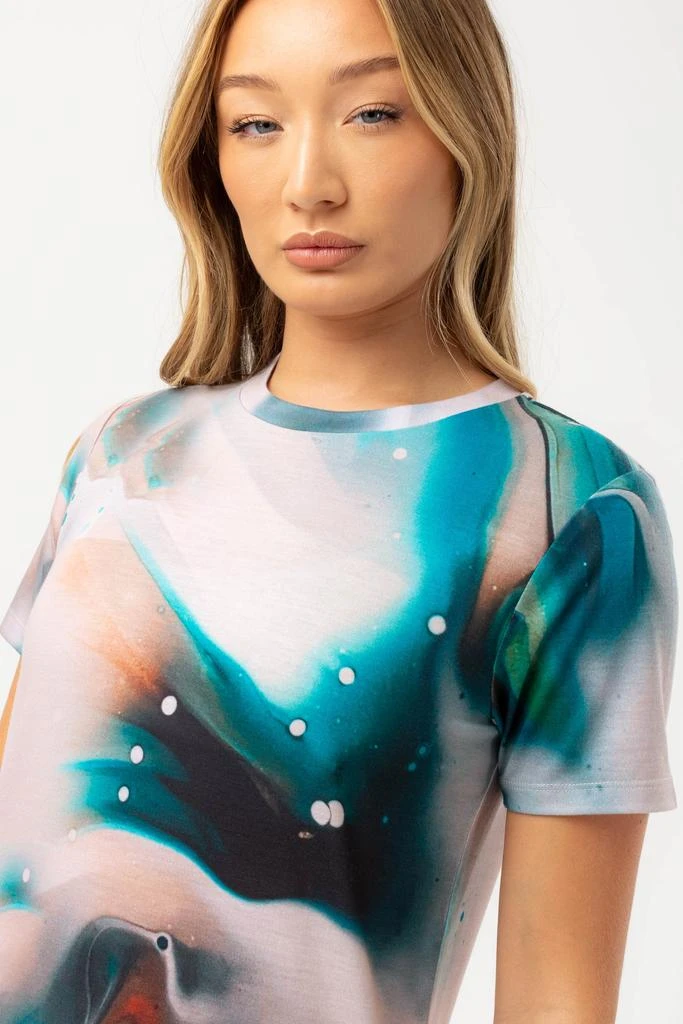 HYPE WOMENS MILK MARBLE JUSTHYPE WOVEN TAB T-SHIRT 商品
