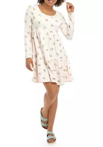 商品Love, Fire|Fire Juniors Long Sleeve Tiered Babydoll Dress,价格¥87,第1张图片