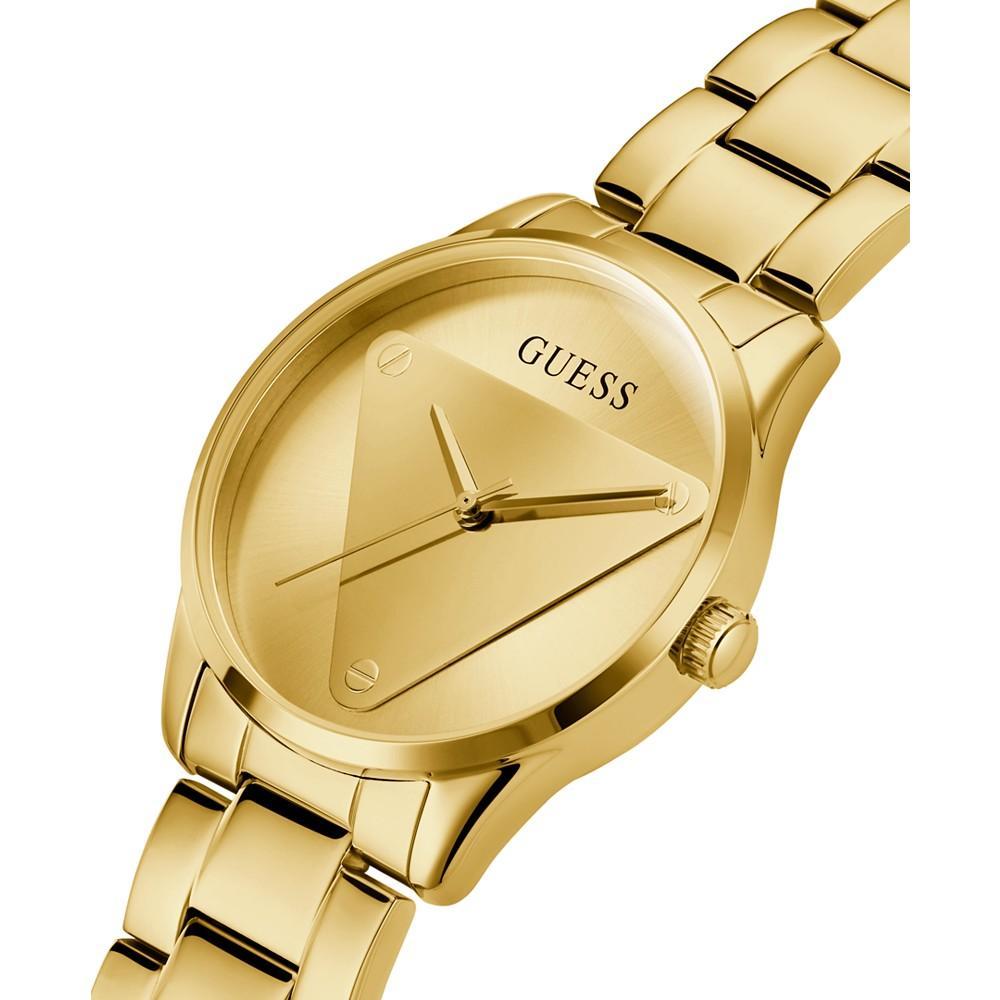 商品GUESS|Women's Quartz Gold-Tone Stainless Steel Bracelet Logo Watch 36mm,价格¥939,第6张图片详细描述