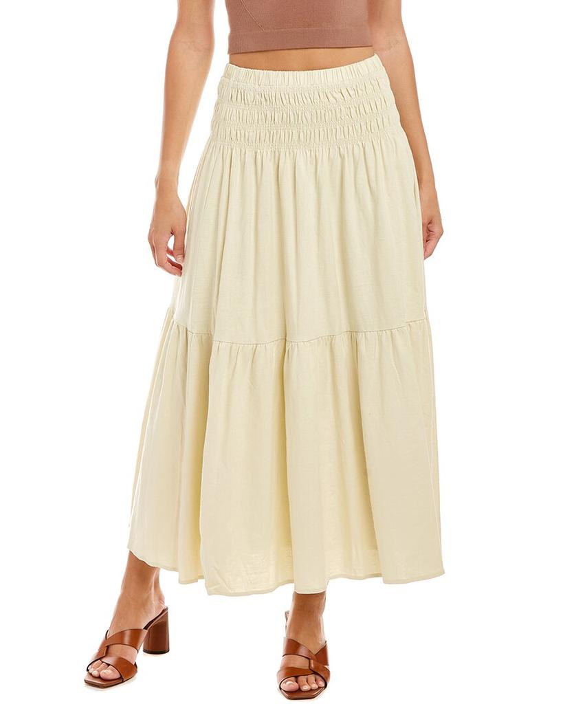 ASTR Linen-Blend Midi Skirt商品第1张图片规格展示