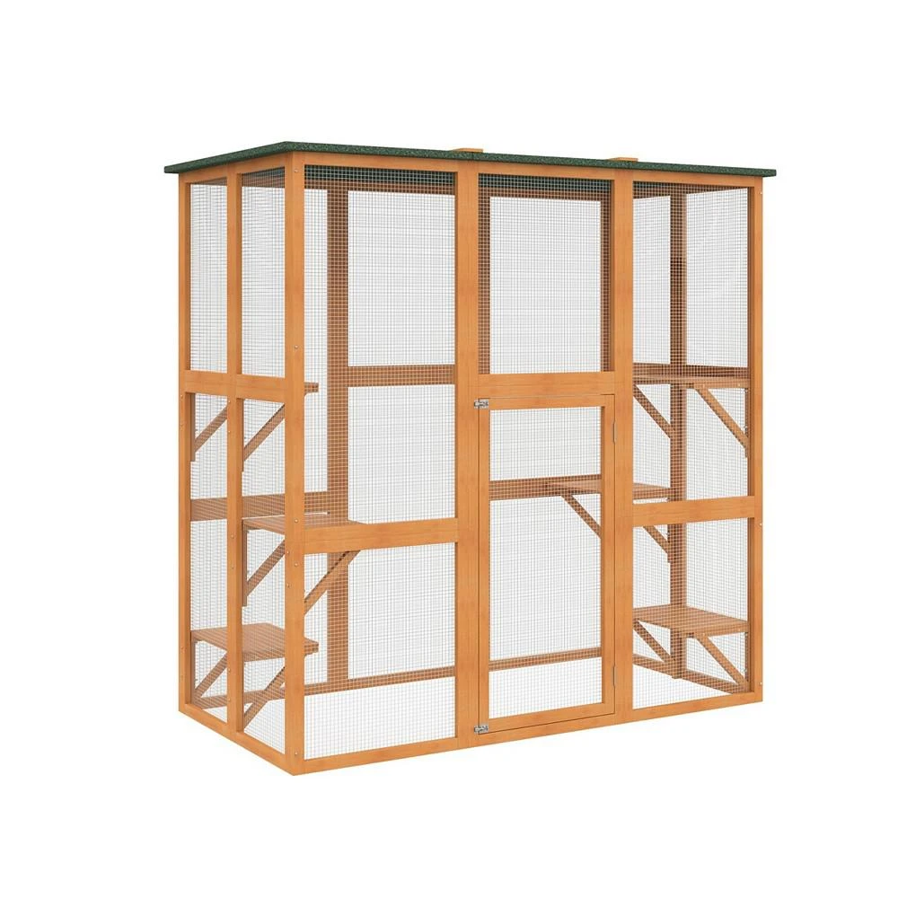 商品PawHut|Large Catio Enclosure Shelter Cage 6 Cat Platforms Orange,价格¥3344,第3张图片详细描述