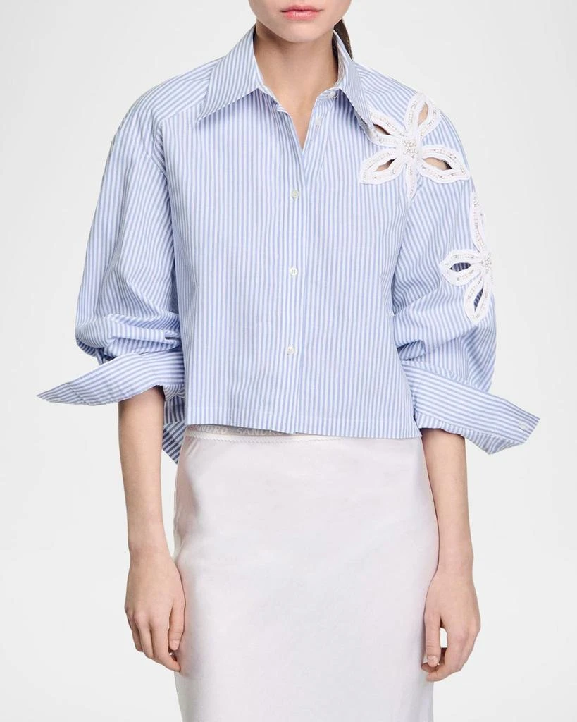 商品Sandro|Tiare Embellished Floral Cutout Shirt,价格¥2837,第4张图片详细描述