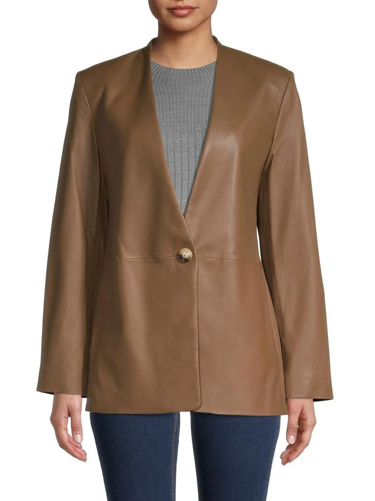 商品Vince|Collarless Leather Blazer,价格¥2638,第1张图片