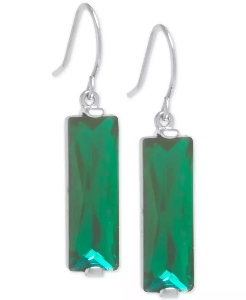 商品Macy's|Rectangular Crystal Drop Earrings in Silver-Plate,价格¥85,第1张图片