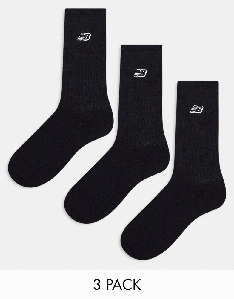 商品New Balance|New Balance embroidered logo crew socks 3 pack in black,价格¥147,第1张图片