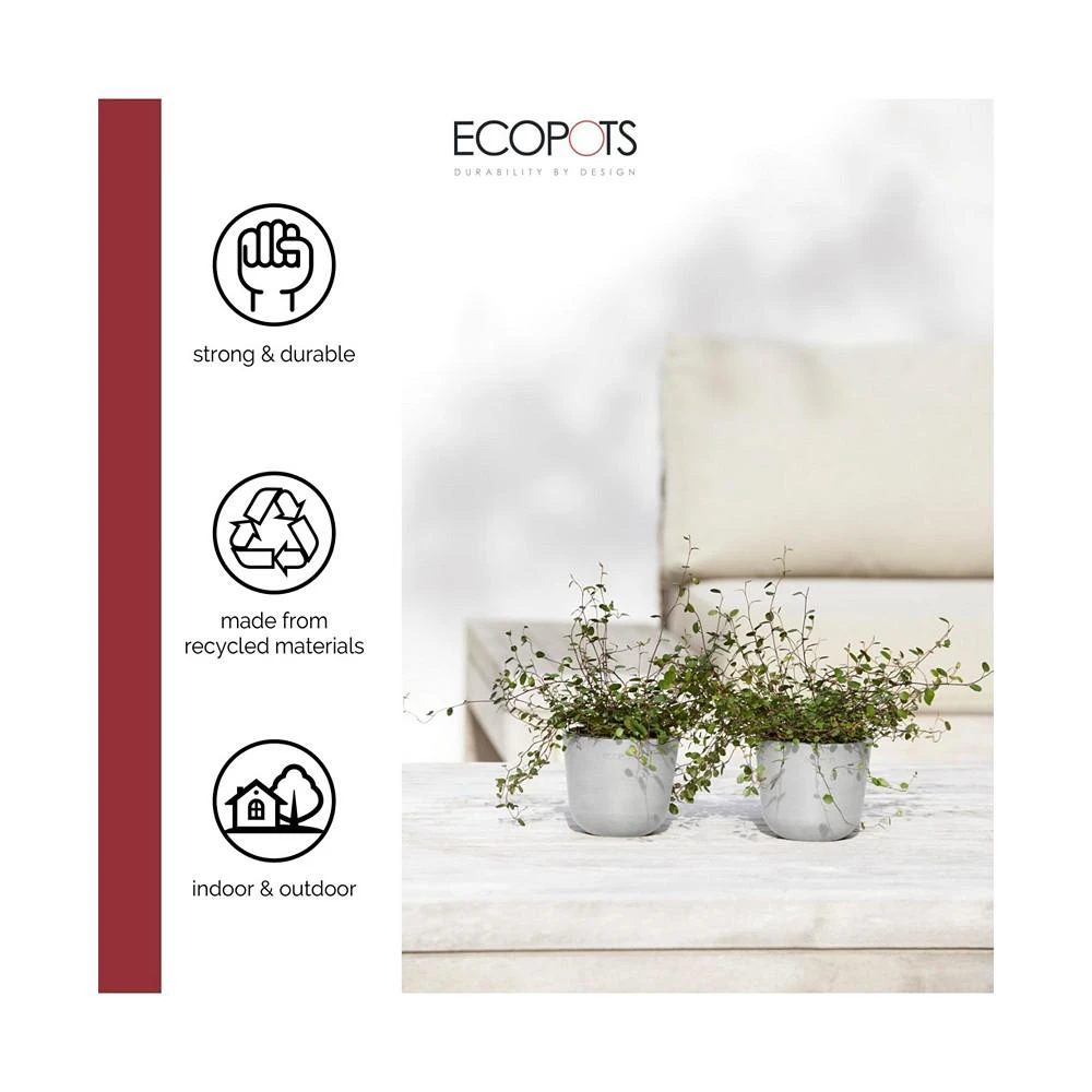 商品ECOPOTS|Oslo Plastic Flower Pot, White Grey, 4.5",价格¥98,第2张图片详细描述