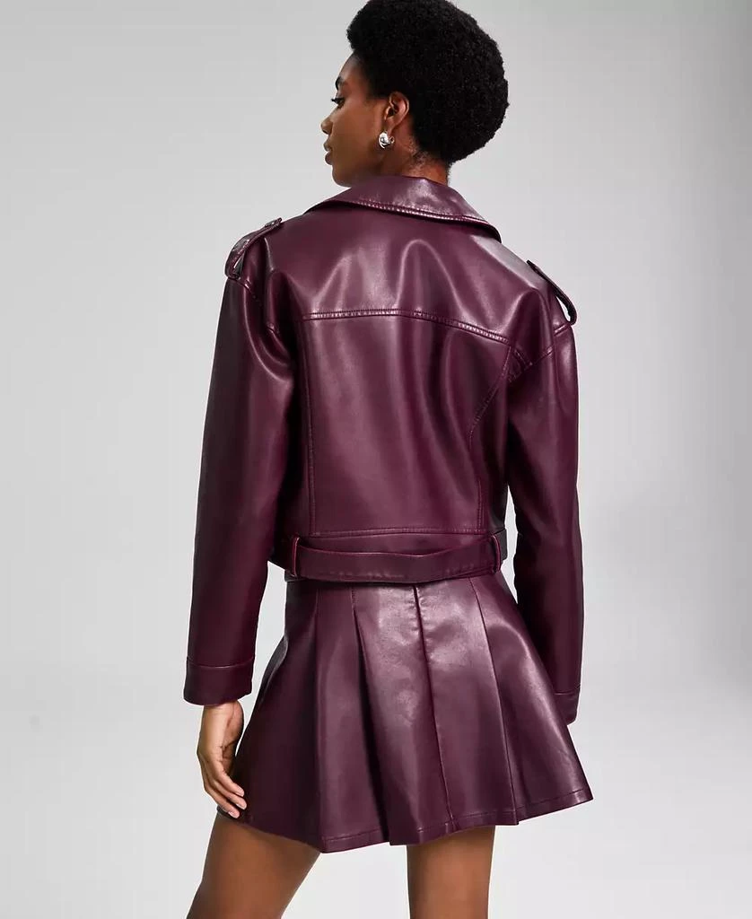 商品And Now This|Women's Faux Leather Long Sleeve Moto Jacket, Created for Macy's,价格¥691,第4张图片详细描述