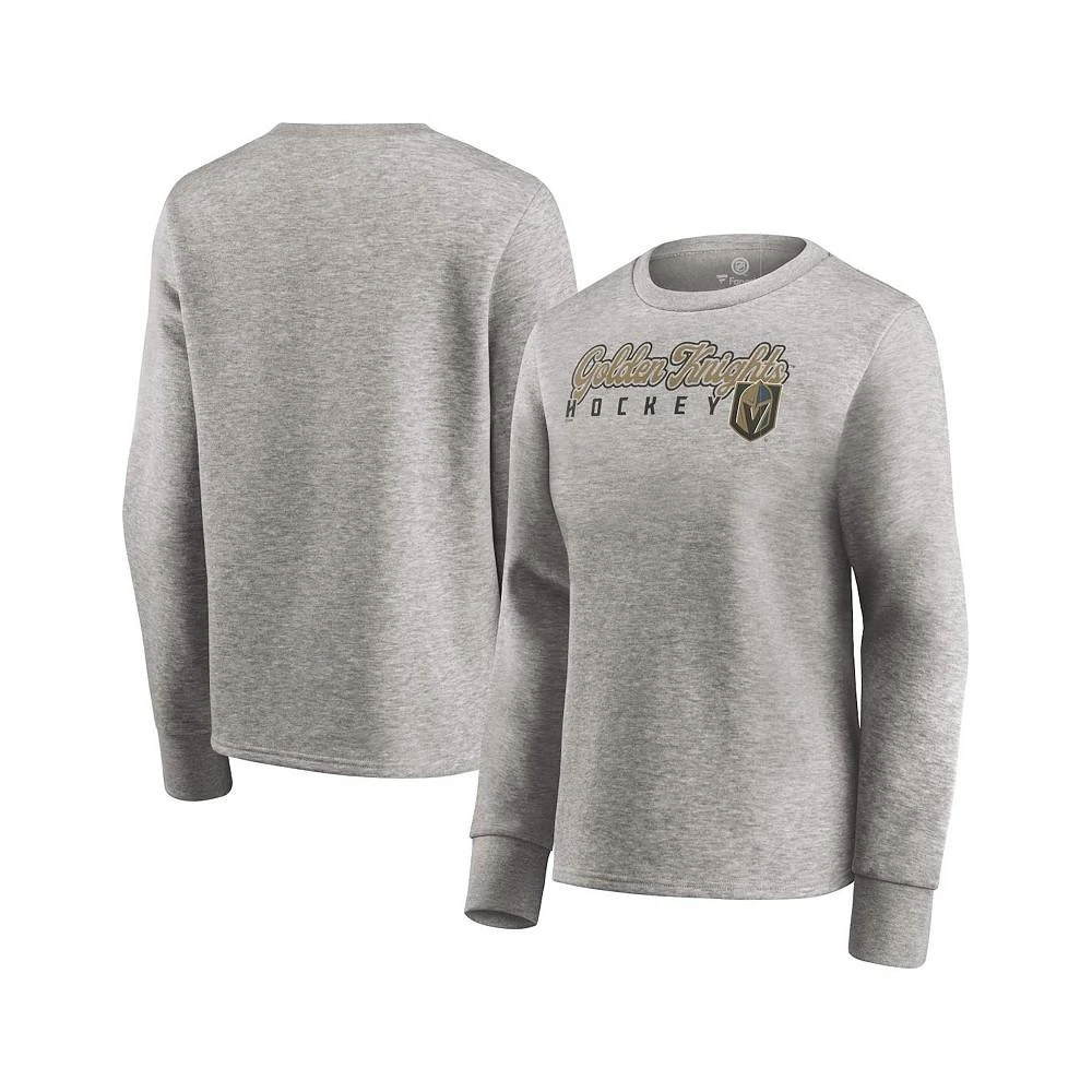 商品Fanatics|Women's Heathered Gray Vegas Golden Knights Fan Favorite Script Pullover Sweatshirt,价格¥463,第1张图片