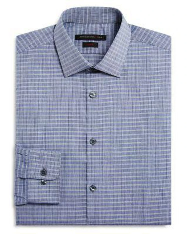 商品John Varvatos|Grid Check Slim Fit Dress Shirt,价格¥328,第1张图片