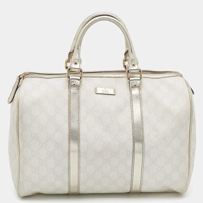 商品[二手商品] Gucci|Gucci White/Silver GG Supreme Canvas And Leather Joy Boston Bag,价格¥2359,第1张图片