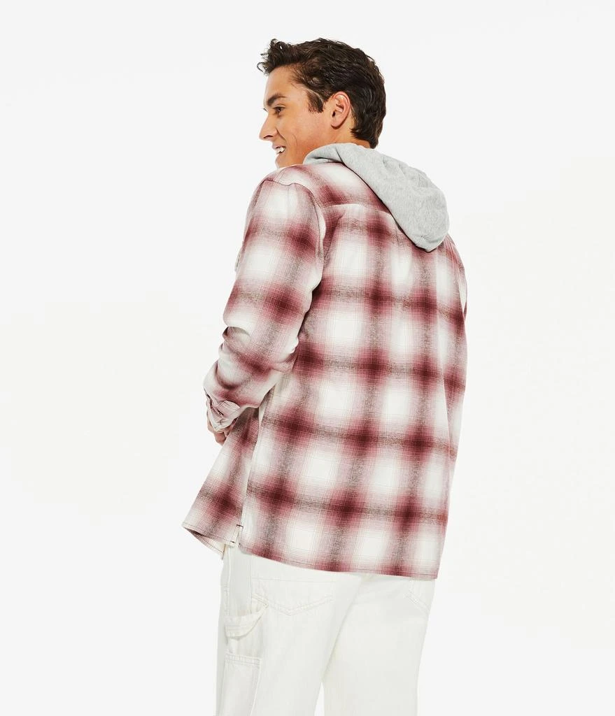 商品Aeropostale|Aeropostale Men's Long Sleeve Plaid Flannel Hooded Button-Down Shirt,价格¥120,第4张图片详细描述