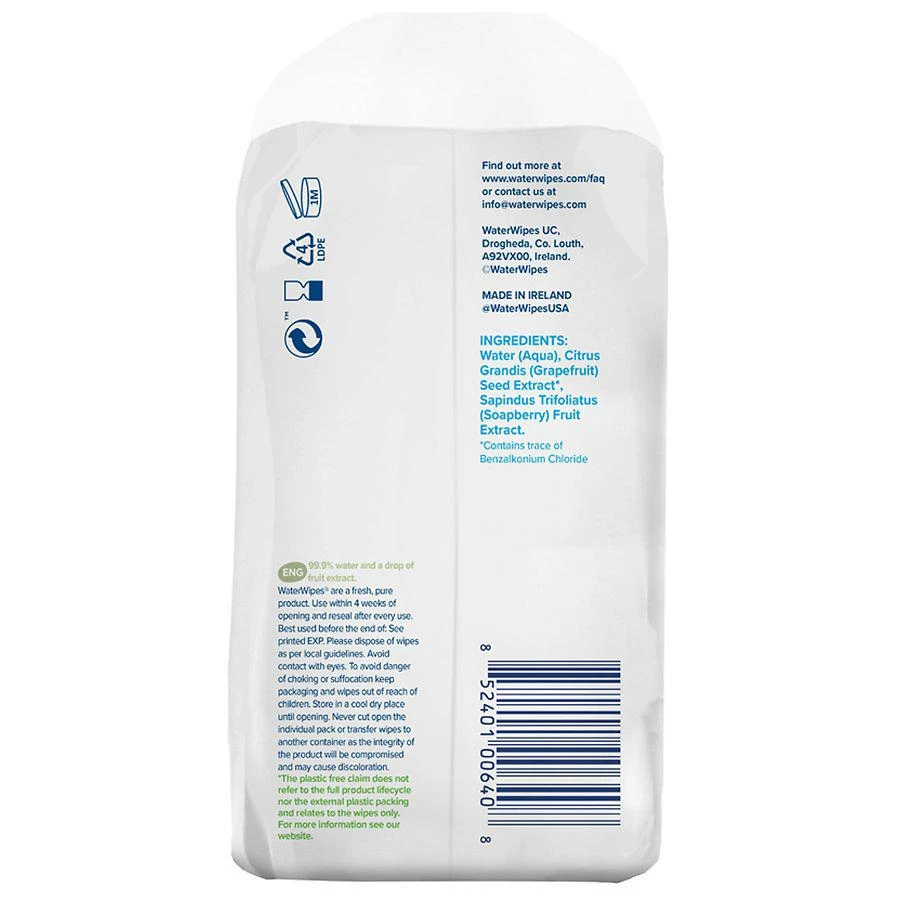 商品WaterWipes|Plastic-Free Textured Clean Wipes, Unscented & Hypoallergenic for Sensitive Skin,价格¥126,第4张图片详细描述