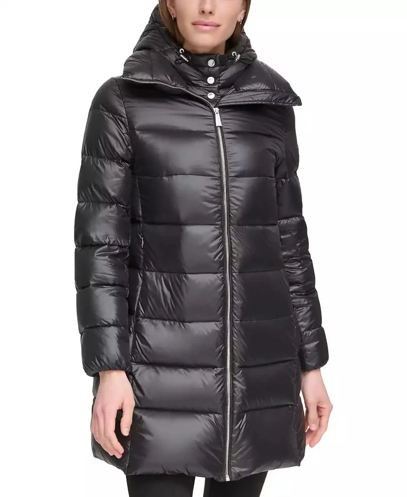 商品Calvin Klein|Women's Shine Bibbed Hooded Packable Puffer Coat, Created for Macy's,价格¥449,第1张图片